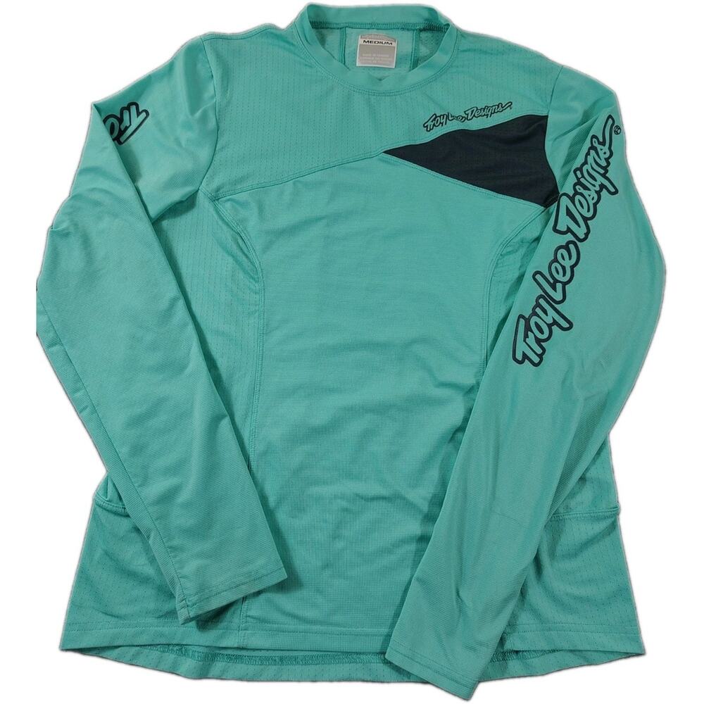 Troy Lee Designs LS Cycling Shirt Womens M Turquoise Stretch Lightweight MTB GUC